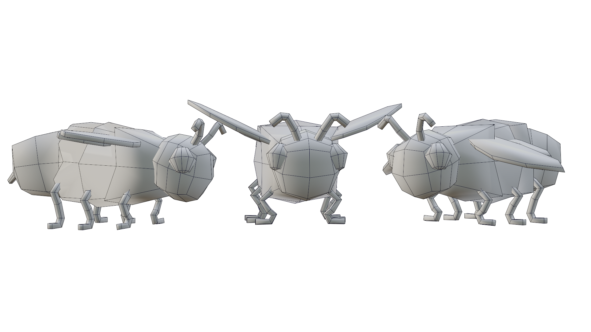 Wireframe render of the base bee model